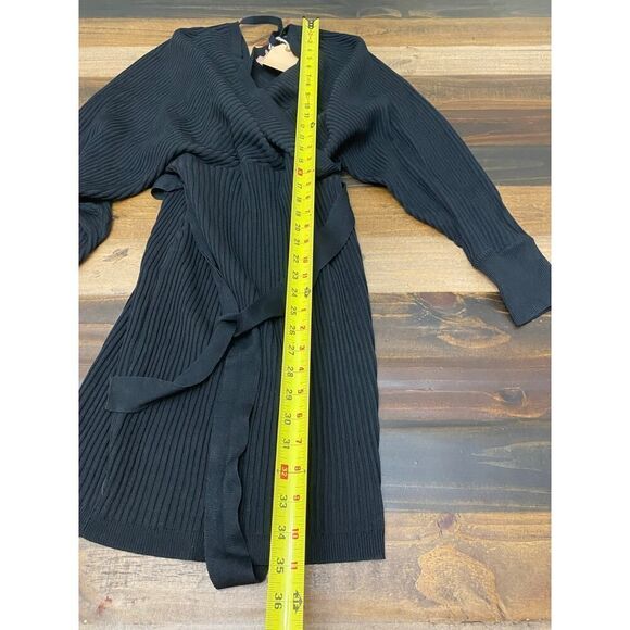 Love Tree Sweater Dress with Sash Belt Black V Neck Off Shoulder Mini Size 2X/3X - Picture 7 of 10